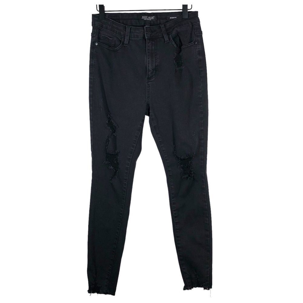 Judy Blue Dreamer High Waist Skinny Fit Distressed Black Jeans Size 9/29 JB88268